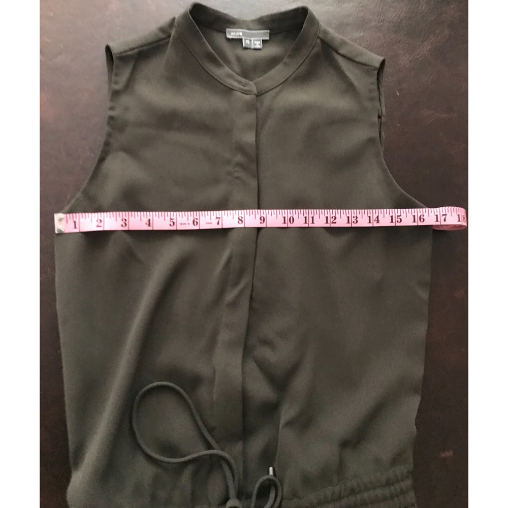 Vince Women's Sleeveless Olive Green Drawstring Waist Jumpsuit - Size 10 - Picture 9 of 12